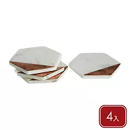 《Premier》英國 Monzaro六角大理石杯墊4入(棕金銅) | 水杯墊 茶杯墊
