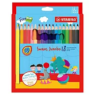 STABILO 德國 思筆樂 Swans Jumbo 特大油性色鉛筆 紙盒 18色組 / 盒 ST1875J