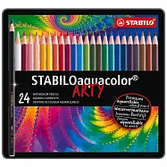 STABILO 德國 思筆樂 Aquacolor 水彩樂水溶性色鉛筆 鐵盒 24色組/盒 ST1624-5