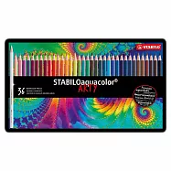 STABILO 德國 思筆樂 Aquacolor 水彩樂水溶性色鉛筆 鐵盒 36色組/盒 ST1636-5