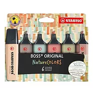 STABILO 德國 思筆樂 BOSS ORIGINAL NatureCOLORS 波士低飽和色經典螢光筆 6色組 /盒 ST70/6-2-2