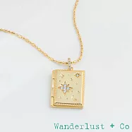 Wanderlust+Co 澳洲品牌 鑲鑽北極星相本項鍊 金色 Fly Me To The Moon