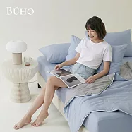 《BUHO》零度冰眠紗|涼感3.5尺單人床包枕套二件組 《暮雲藍》