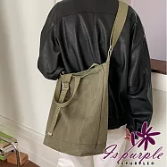 【iSPurple】個性簡約 大容量帆布手提肩背托特包/顏色可選 軍綠