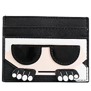 KARL LAGERFELD 卡爾 公仔防刮拼接信用卡名片夾.黑