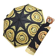 MOSCHINO 8589 巴洛克風格小熊自動摺疊晴雨傘.黑/黃