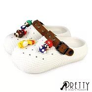 【Pretty】女 洞洞鞋 防水鞋 雨鞋 穆勒鞋 布希鞋 涼拖鞋 兩穿式 EU36 白色