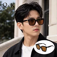 【Q&K】時尚高級感TR90大框偏光太陽眼鏡|奢茶棕|抗UV400・防眩光|輕奢顯小臉墨鏡