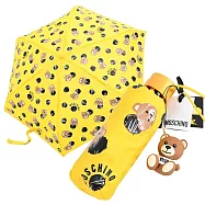 MOSCHINO 8202 滿版波點小熊圖案輕量摺疊晴雨傘.黃(附吊飾)