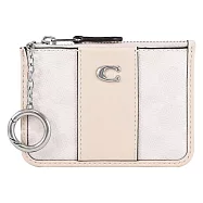 COACH CI185 經典C LOGO印花證件鑰匙零錢包.米/白