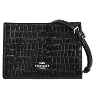 COACH CAT22 金屬馬車LOGO鱷魚紋皮革迷你小方包.黑