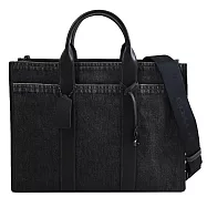 COACH CAJ54 WESLEY 水洗丹寧布大容量兩用托特包.黑