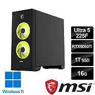 msi微星 Infinite S AI 2NVM5-024TW 電競桌機(Ultra 5-225F/16G/1T SSD/RTX5060Ti-8G/W11)