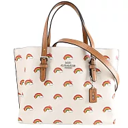 COACH CK373 MOLLIE 愛心彩虹印花手提兩用包.咖邊