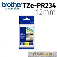 【Brother 兄弟】TZe-PR234原廠華麗護貝標籤帶 ( 12mm 華麗白底金字 )
