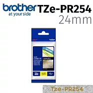 【Brother 兄弟】TZe-PR254原廠華麗護貝標籤帶 ( 24mm 華麗白底金字 )