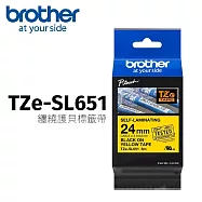 【Brother 兄弟】原廠纏繞護貝標籤帶 24mm TZe-SL651 黃底黑字