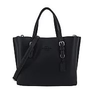 COACH MOLLIE 25 素面皮革手袋/斜背兩用托特包- 黑