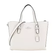 COACH MOLLIE 25 素面皮革手袋/斜背兩用托特包- 米白