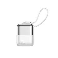 【GUXON】10000mAh 極方塊固態雙線行動電源 行充 固態行充 自帶線行動電源 薄霧白