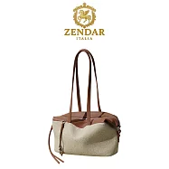 【ZENDAR】台灣總代理 限量2折 時尚手提包肩背包 伊達系列 全新專櫃展示品 棕色