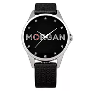 MORGAN 愛戀同心晶鑽時尚腕錶-黑-M1107B