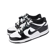 Nike 休閒鞋 Dunk Low SE GS 大童 女鞋 黑 皮革 經典 熊貓 HQ9294-101 23.5cm WHITE/BLACK