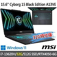 msi微星 Cyborg 15 A13VE-2468TWNN 15.6吋 電競筆電(i7-13620H/32G/512G SSD/RTX4050/W11-32G特仕版)