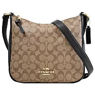 COACH C1649 ELLIE 經典PVC印花拼接皮革斜背包.卡其/黑