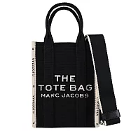 MARC JACOBS 馬克賈伯 電繡LOGO織布迷你托特包.黑/白邊