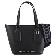 MARC JACOBS 馬克賈伯 金屬LOGO防刮皮革兩用托特包.黑
