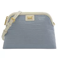 【全新福利品】MICHAEL KORS MOTT 限定鱷魚紋皮革金鍊貝殼包.藍白