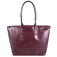 【全新福利品】MICHAEL KORS JODIE 圓標MK印花肩背托特包.酒紅