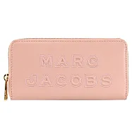 【全新福利品】MARC JACOBS 馬克賈伯 刺繡LOGO全皮革拉鍊長夾.芭蕾粉