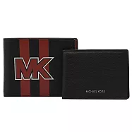 【全新福利品】MICHAEL KORS COOPER MK LOGO印花附活動夾多卡短夾.黑