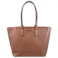 【全新福利品】MICHAEL KORS JODIE 圓標MK印花肩背托特包.咖 大