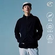 ADISI 男輕肌感超撥水抗風透氣野跑連帽外套(可自體收納) AJ2611075 (M-3XL)|UPF30+ 輕量 彈性 防潑水 跑步外套 M 黑色