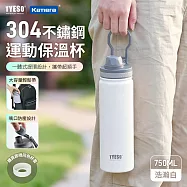 750ml TYESO 隱藏式手提運動保冰保溫杯 TS-8709B 304不鏽鋼 隨行杯 運動水壺 防漏保溫 浩瀚白