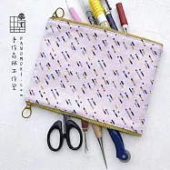 手作森林【DIY材料包-拉拉鍊收納包】影音教學 棉布 夜裡的遊樂園 原創印花 雙開 筆袋 工具袋 自有品牌布料 -粉紅