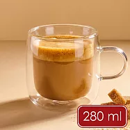 《Luigi Ferrero》歐洲 Coffeina雙層玻璃馬克杯2入(280ml) | 雙層玻璃咖啡杯 雙層玻璃杯