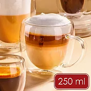《Luigi Ferrero》歐洲 Coffeina雙層玻璃馬克杯2入(250ml) | 雙層玻璃咖啡杯 雙層玻璃杯