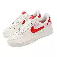 Nike 休閒鞋 Wmns Air Force 1 07 女鞋 白 花卉 AF1 IR8637-101 25.5cm WHITE/RED