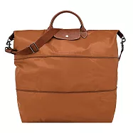 LONGCHAMP LE PLIAGE系列再生尼龍延展兩用旅行袋 白蘭地酒