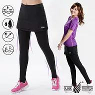 【遊遍天下】MIT台灣製3D彈力塑身假兩件式壓力褲(P112)M黑灰