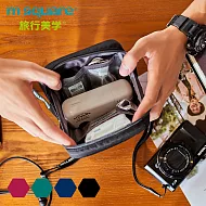 m square 字母拉鏈多功能收納包酷黑色