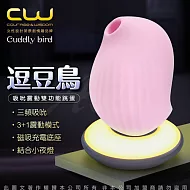 大人糖 CW逗豆鳥 吸吮震動 情趣按摩器+小夜燈 德國紅點設計獎 草莓粉