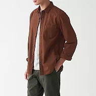 [MUJI無印良品]男有機棉法蘭絨襯衫 XS 磚紅