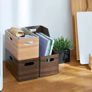 【KING JIM】KIINI 木質風格折疊收納箱  M  自然棕