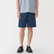 【MUJI 無印良品】男水洗平織布舒適短褲 S 深藍