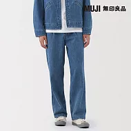 【MUJI 無印良品】男吉貝木棉混丹寧工作褲 S 藍色